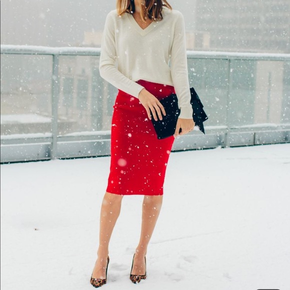 Dresses & Skirts - 🎄🥳🎄 Red Eco Leather Knee Length Pencil Skirt